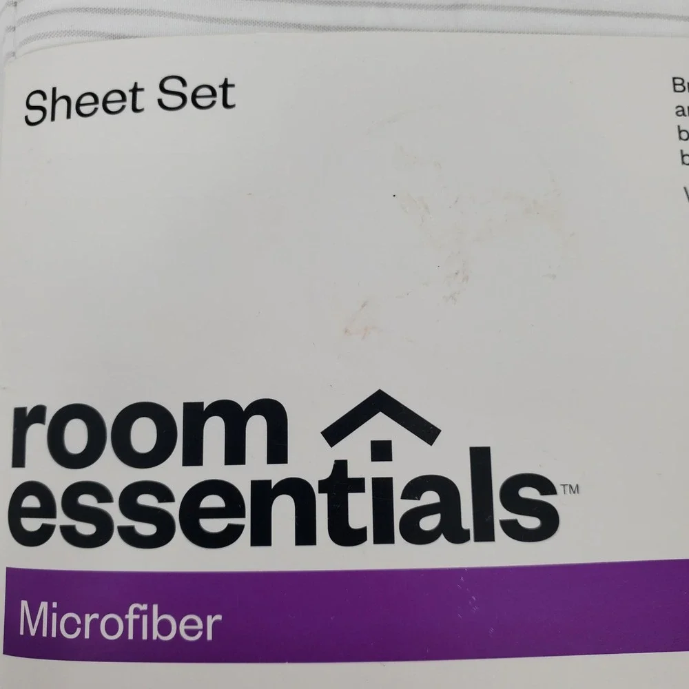 Room Essentials Twin XL Gray Stripe Microfiber‎ Sheet Set 3pc Wrinkle Resistant
